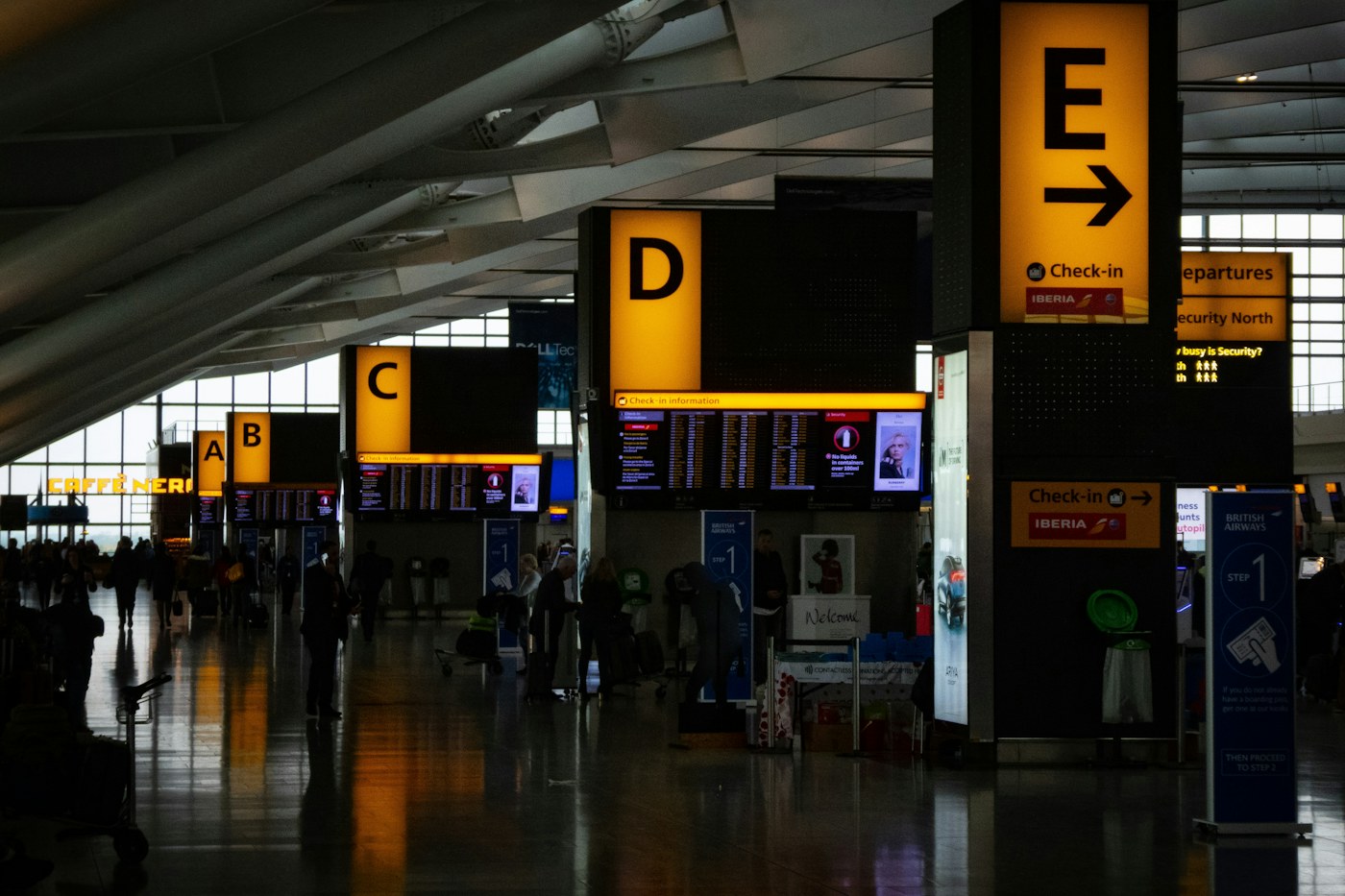 Airport terminal interior used for wayfinding observation